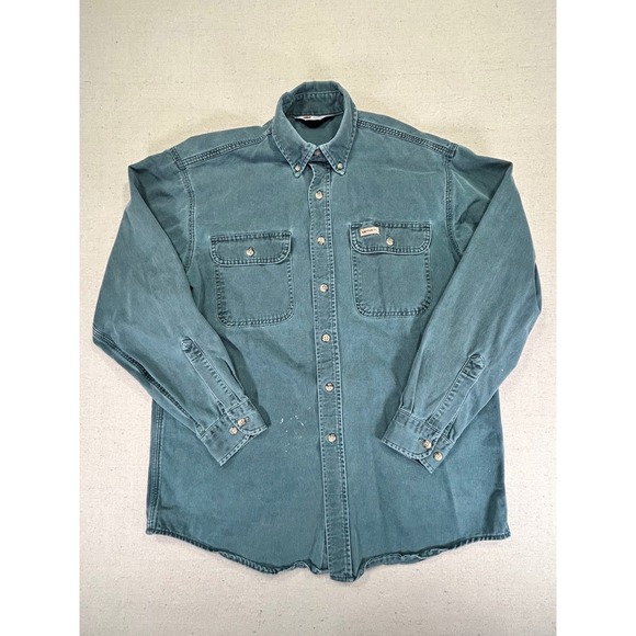Vintage Carhartt Men's Large Shirt Heavy Cotton Button WorkWear Distress Outdoor - Picture 1 of 6
